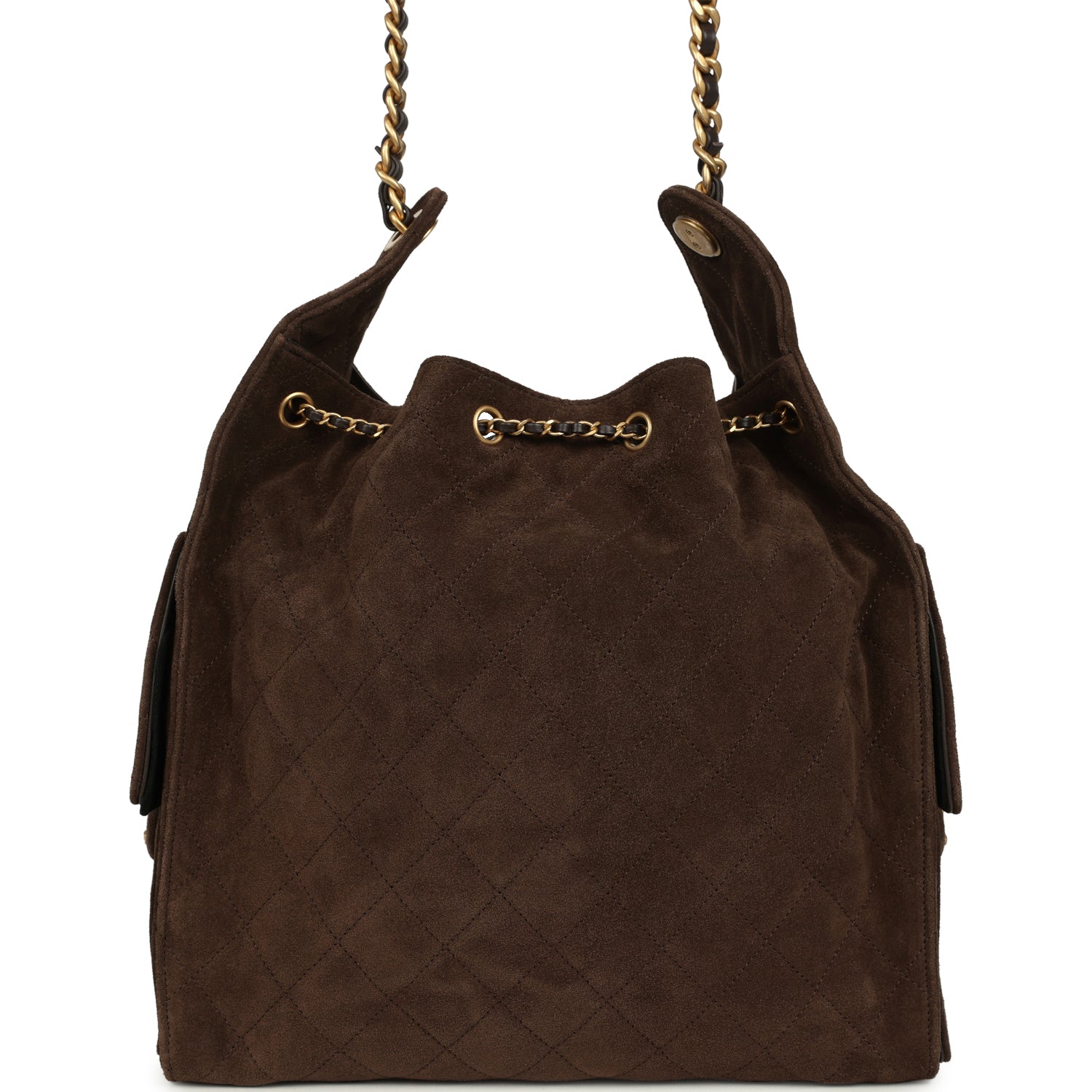Medium 25 Hobo Bag Dark Brown Suede Antique Gold Hardware