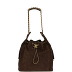 Medium 25 Hobo Bag Dark Brown Suede Antique Gold Hardware