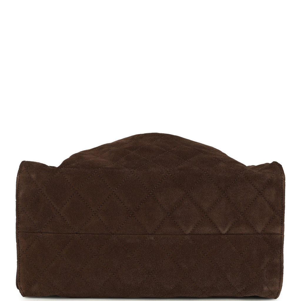 Medium 25 Hobo Bag Dark Brown Suede Antique Gold Hardware