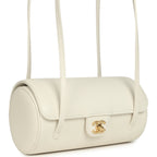 Preppy Coco Bowling Bag White Shiny Caviar Brushed Gold Hardware