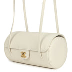 Preppy Coco Bowling Bag White Shiny Caviar Brushed Gold Hardware
