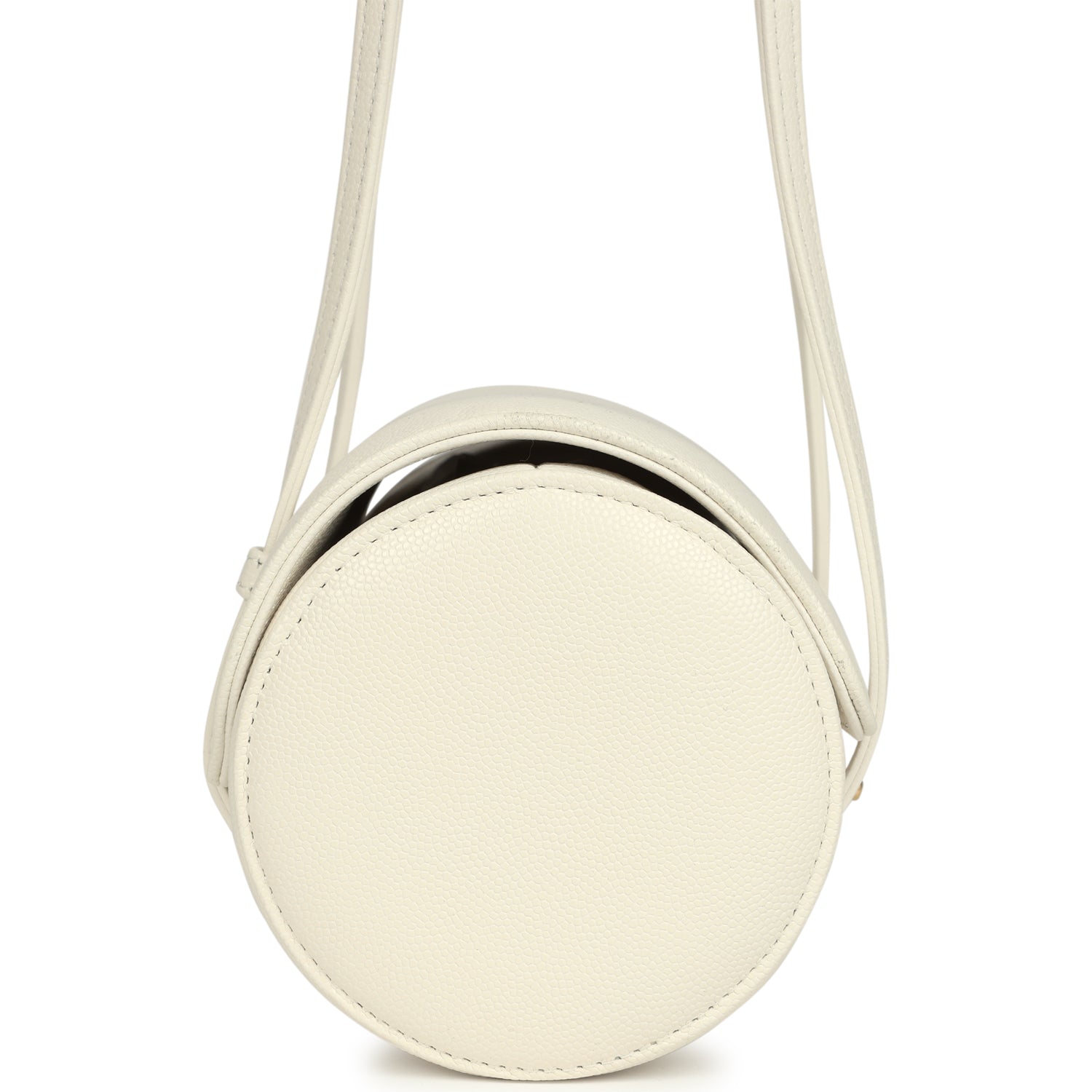 Preppy Coco Bowling Bag White Shiny Caviar Brushed Gold Hardware