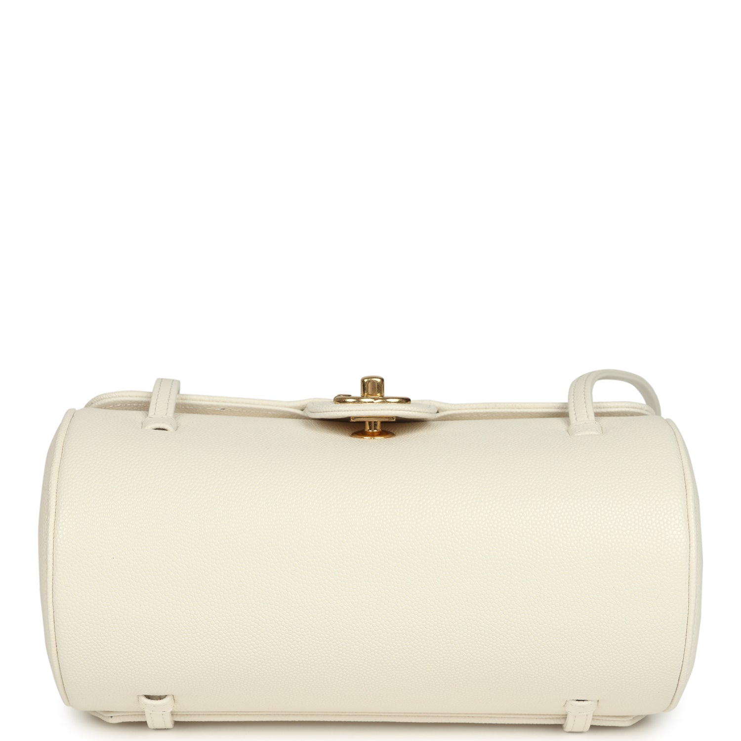 Preppy Coco Bowling Bag White Shiny Caviar Brushed Gold Hardware