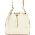 Medium 25 Hobo Bag White Caviar Antique Gold Hardware