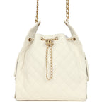 Medium 25 Hobo Bag White Caviar Antique Gold Hardware