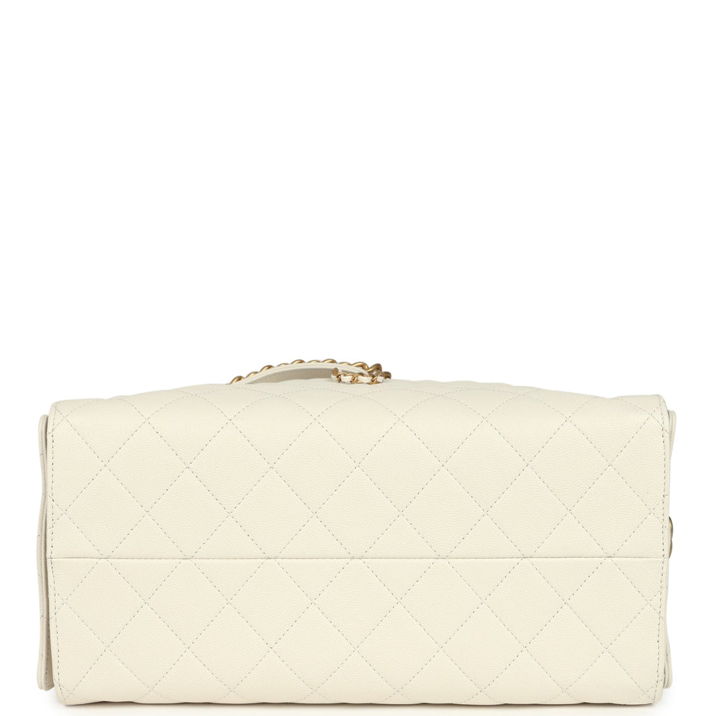 Medium 25 Hobo Bag White Caviar Antique Gold Hardware