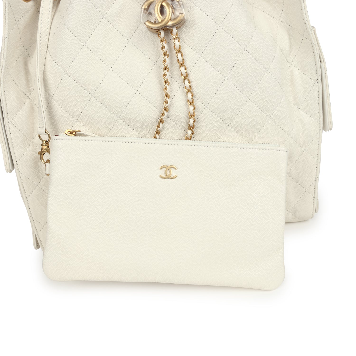Medium 25 Hobo Bag White Caviar Antique Gold Hardware
