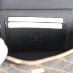Top Handle Long Vanity Case with Chain Dark Blue Denim Light Gold Hardware