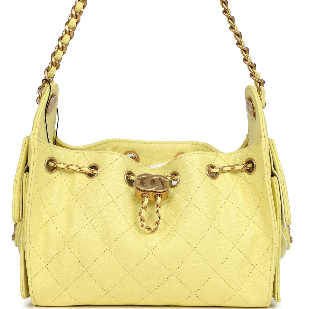 Mini 25 Hobo Bag Light Yellow Caviar Antique Gold Hardware