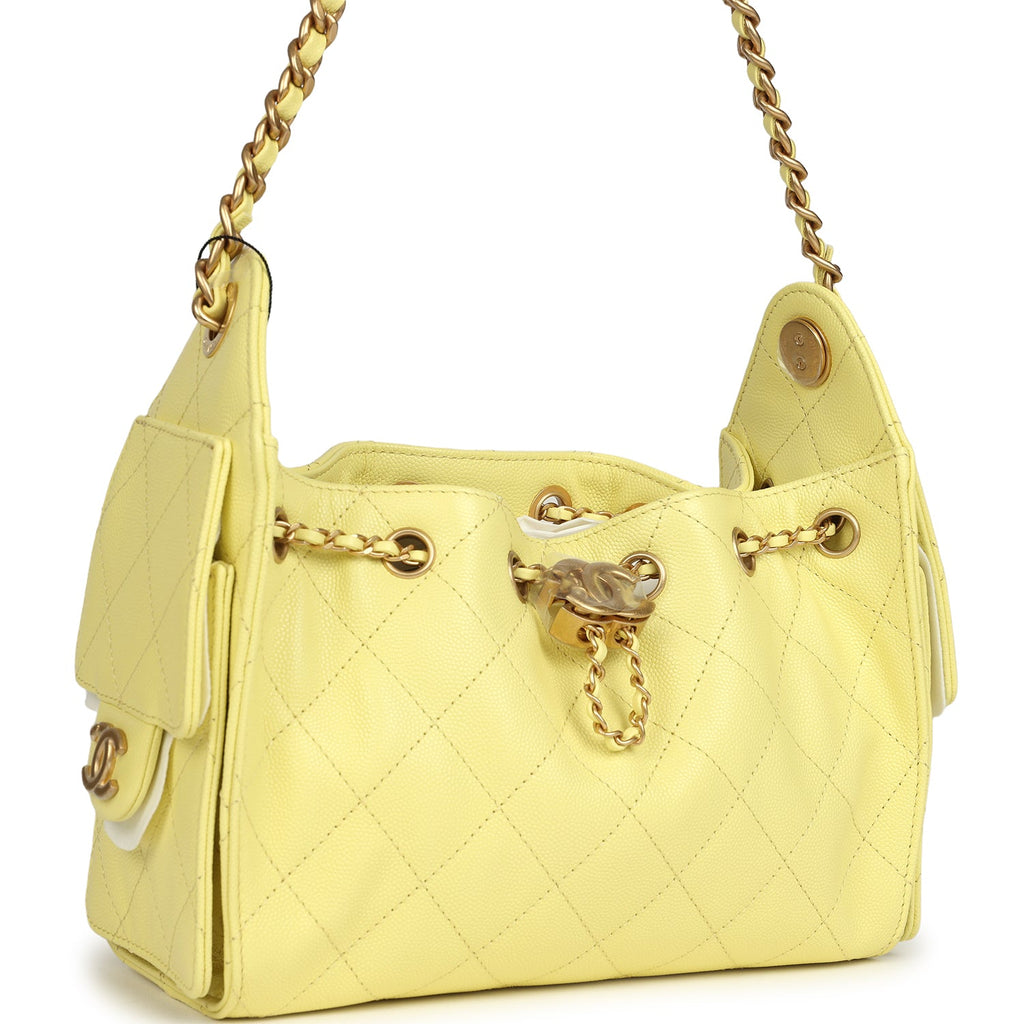 Mini 25 Hobo Bag Light Yellow Caviar Antique Gold Hardware