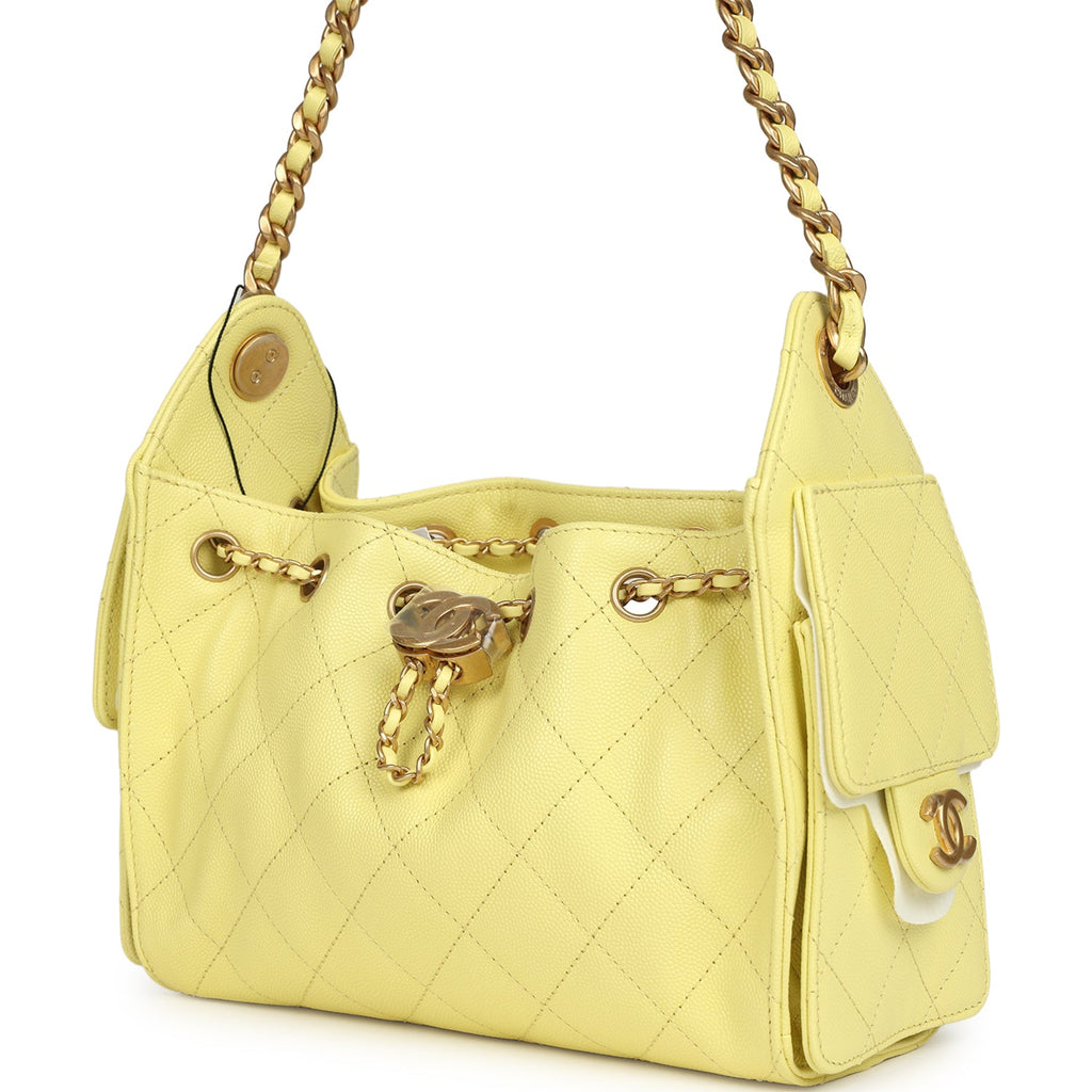 Mini 25 Hobo Bag Light Yellow Caviar Antique Gold Hardware