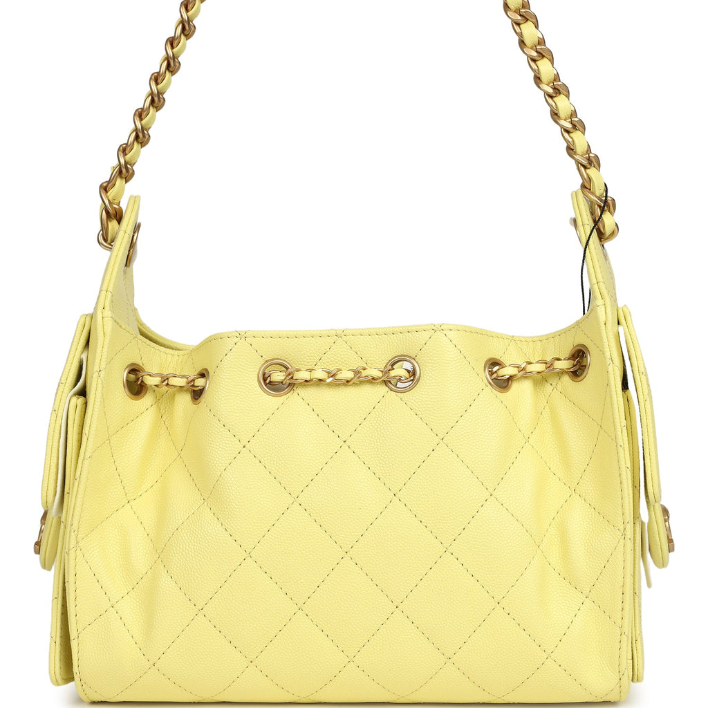 Mini 25 Hobo Bag Light Yellow Caviar Antique Gold Hardware