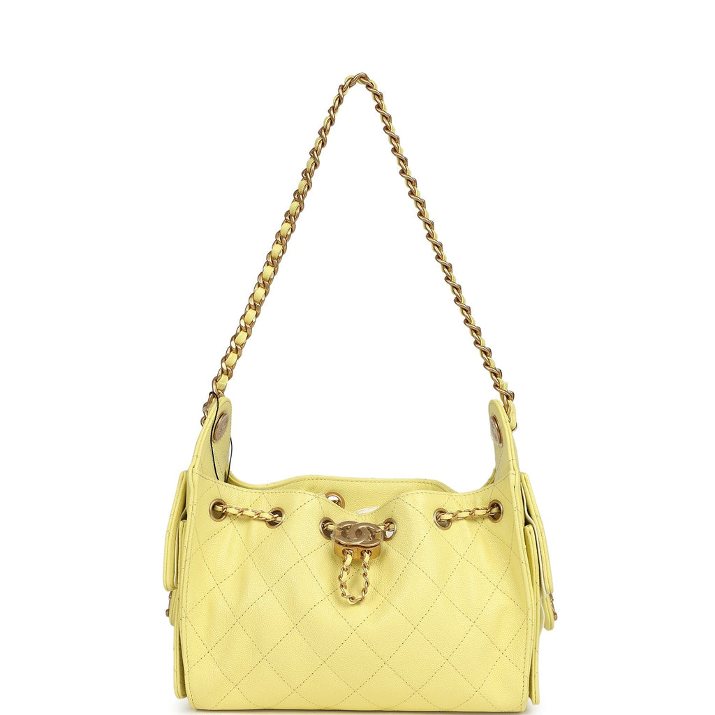 Mini 25 Hobo Bag Light Yellow Caviar Antique Gold Hardware