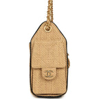 Mini 25 Hobo Bag Beige Raffia and Black Calfskin Antique Gold Hardware