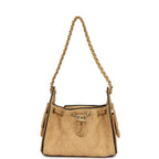 Mini 25 Hobo Bag Beige Raffia and Black Calfskin Antique Gold Hardware