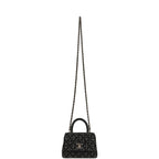 Nano Coco Top Handle Flap Bag Black Washed Denim Light Gold Hardware