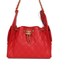Small 25 Hobo Bag Dark Red Caviar Antique Gold Hardware