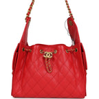 Small 25 Hobo Bag Dark Red Caviar Antique Gold Hardware