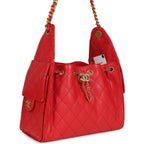 Small 25 Hobo Bag Dark Red Caviar Antique Gold Hardware