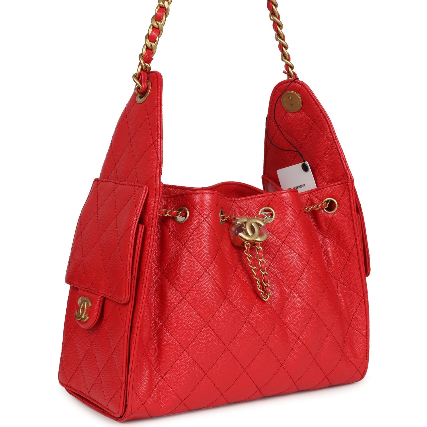 Small 25 Hobo Bag Dark Red Caviar Antique Gold Hardware