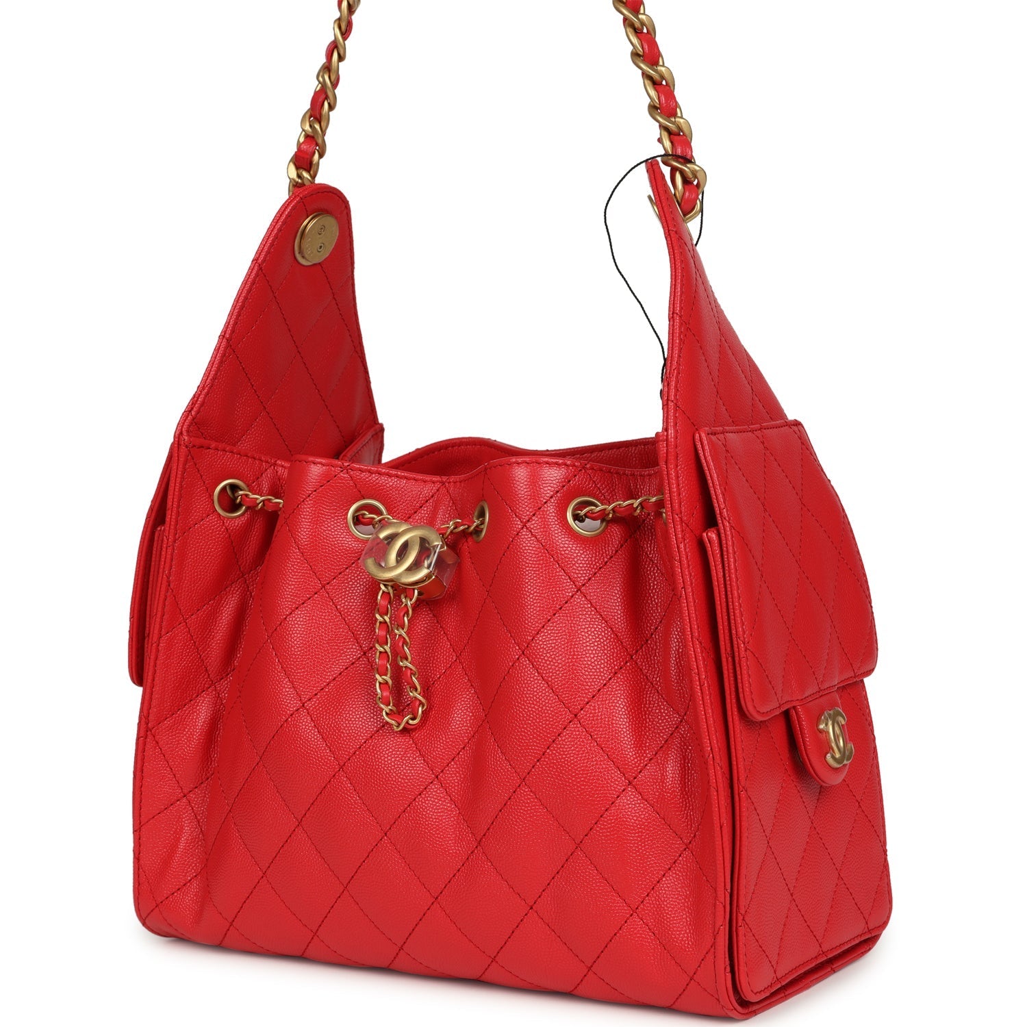 Small 25 Hobo Bag Dark Red Caviar Antique Gold Hardware