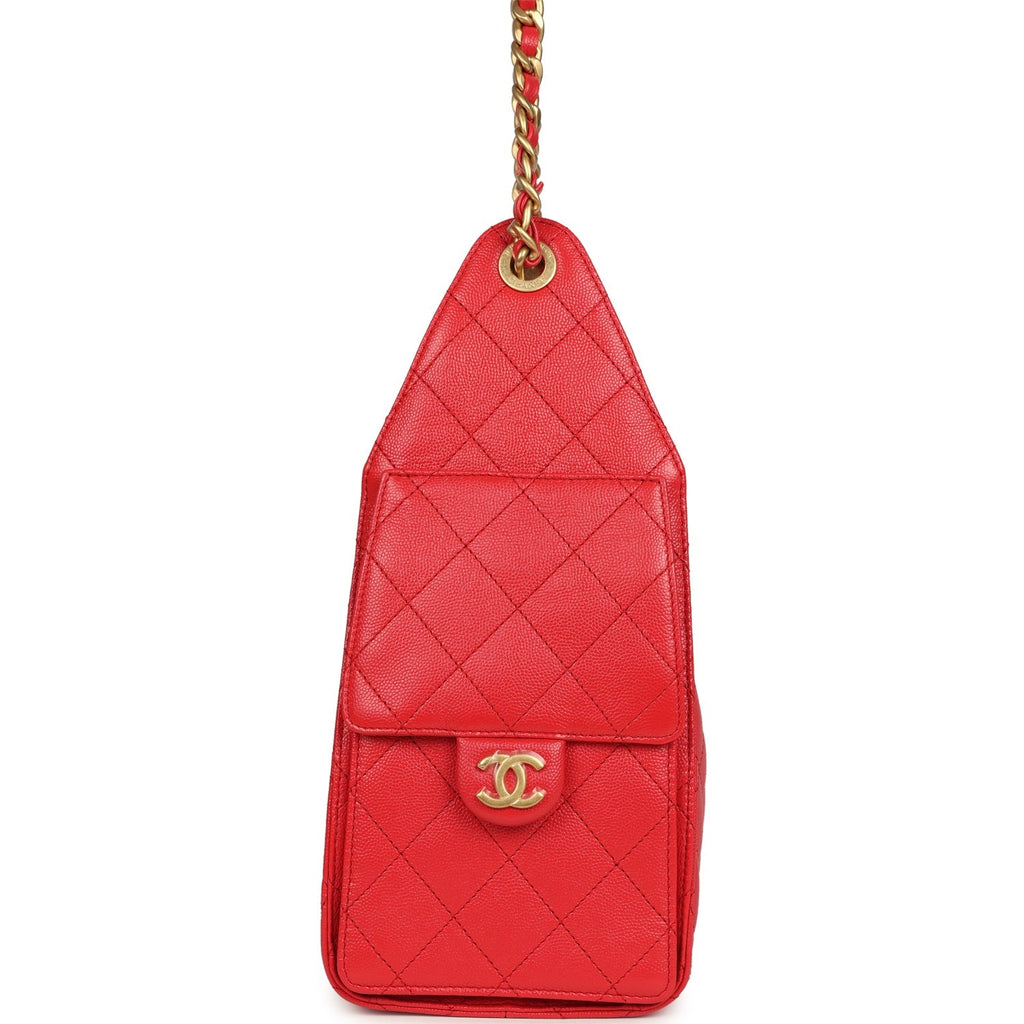 Small 25 Hobo Bag Dark Red Caviar Antique Gold Hardware