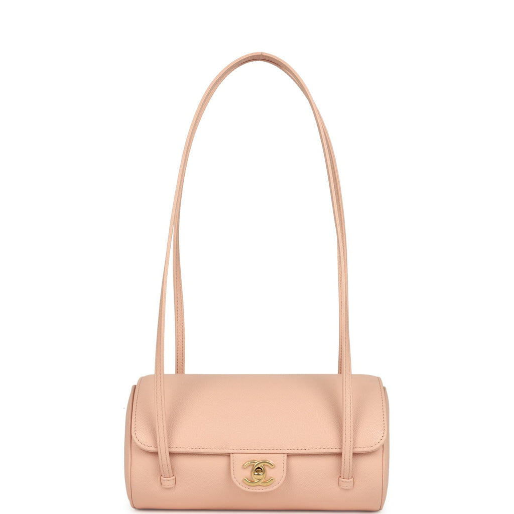Preppy Coco Bowling Bag Light Pink Shiny Caviar Brushed Gold Hardware