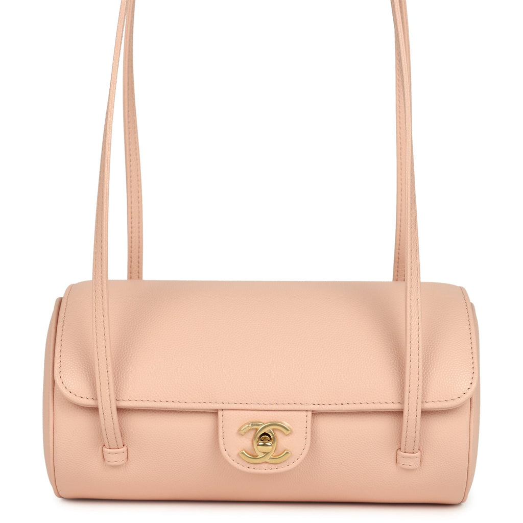 Preppy Coco Bowling Bag Light Pink Shiny Caviar Brushed Gold Hardware