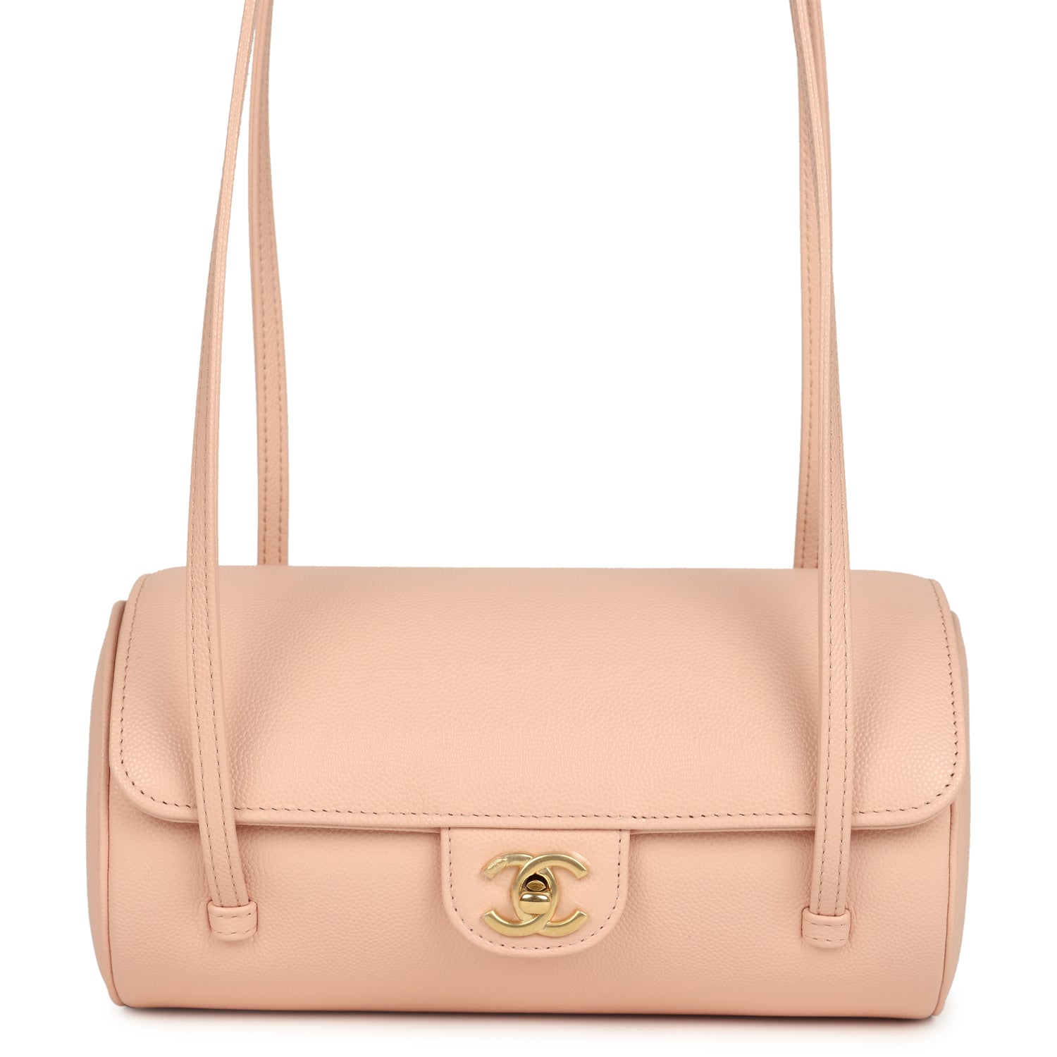 Preppy Coco Bowling Bag Light Pink Shiny Caviar Brushed Gold Hardware