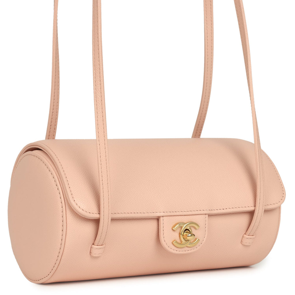 Preppy Coco Bowling Bag Light Pink Shiny Caviar Brushed Gold Hardware