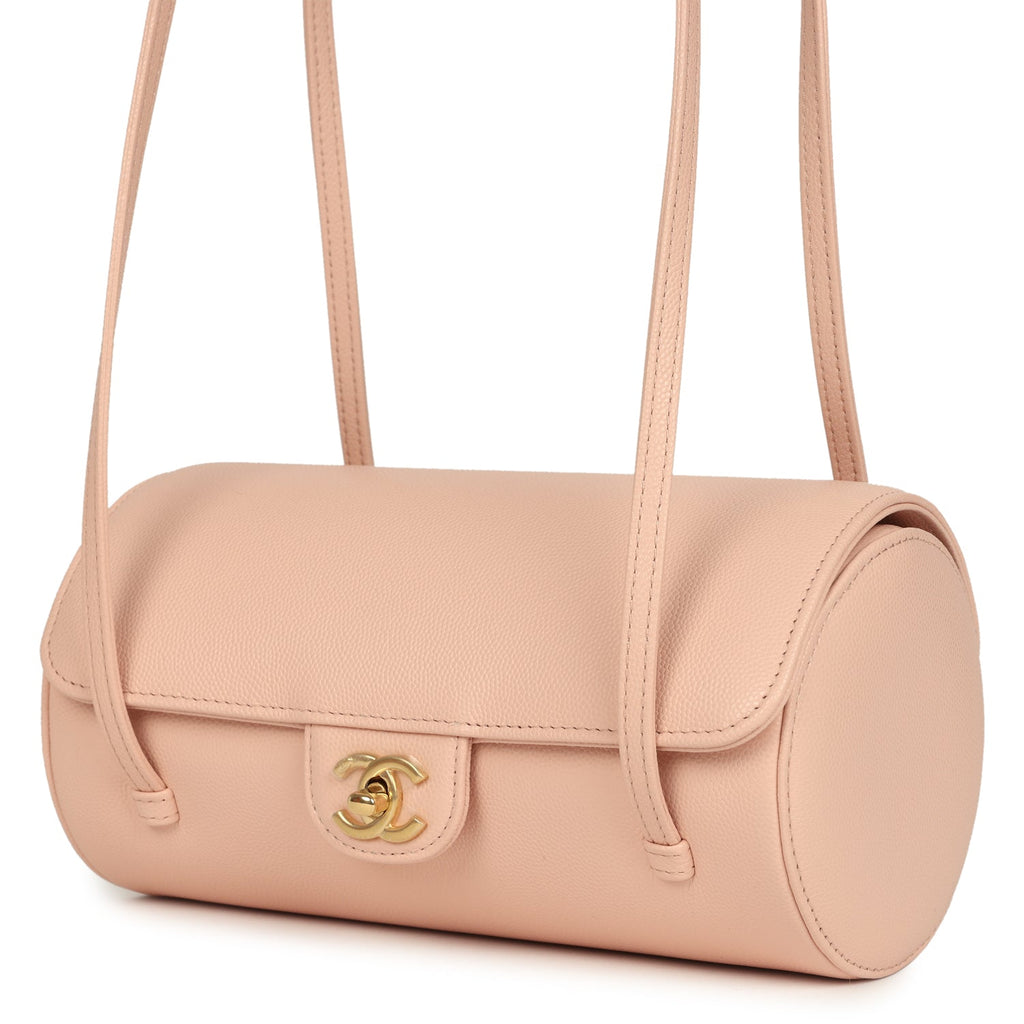 Preppy Coco Bowling Bag Light Pink Shiny Caviar Brushed Gold Hardware
