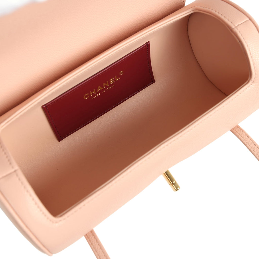 Preppy Coco Bowling Bag Light Pink Shiny Caviar Brushed Gold Hardware