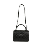 Medium Trendy CC Top Handle Flap So Bag Black Lambskin Black Hardware