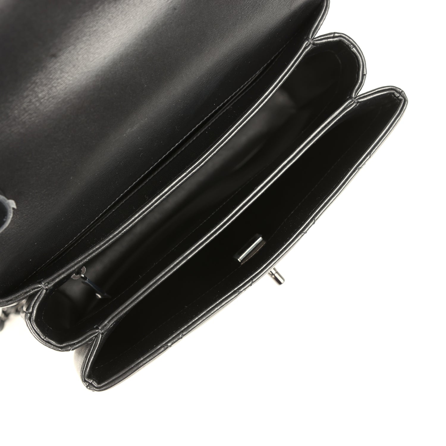 Medium Trendy CC Top Handle Flap So Bag Black Lambskin Black Hardware