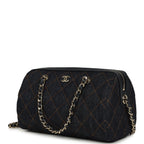 Mini Timeless Classic Barrel Bag with Chain Dark Blue Denim Light Gold Hardware