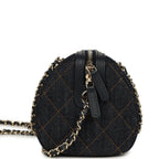 Mini Timeless Classic Barrel Bag with Chain Dark Blue Denim Light Gold Hardware