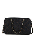 Mini Timeless Classic Barrel Bag with Chain Dark Blue Denim Light Gold Hardware