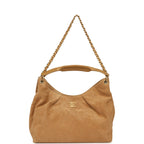 Maxi Hobo Bag Beige Suede Antique Gold Hardware
