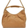 Maxi Hobo Bag Beige Suede Antique Gold Hardware