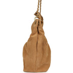 Maxi Hobo Bag Beige Suede Antique Gold Hardware