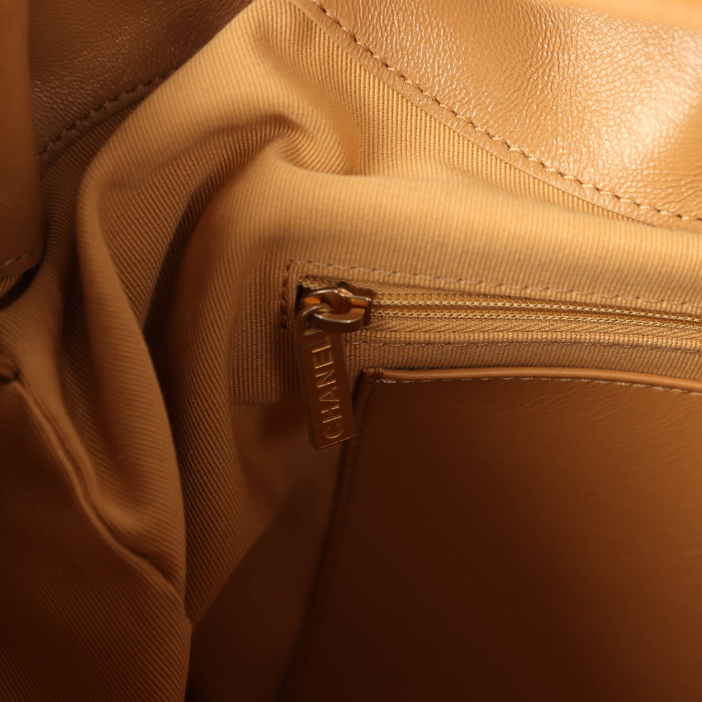 Maxi Hobo Bag Beige Suede Antique Gold Hardware