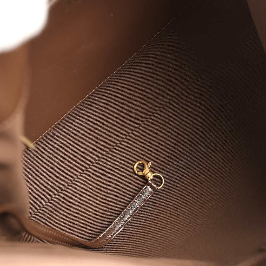 Maxi Hobo Bag Dark Brown Suede Antique Gold Hardware
