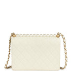 Small Chic Pearls Flap Bag White Calfskin Antique Gold Hardware