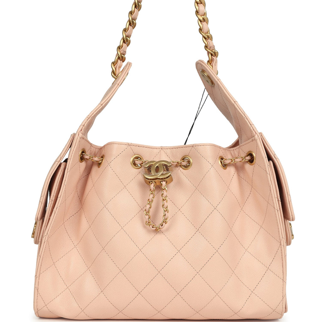 Small 25 Hobo Bag Light Pink Caviar Antique Gold Hardware