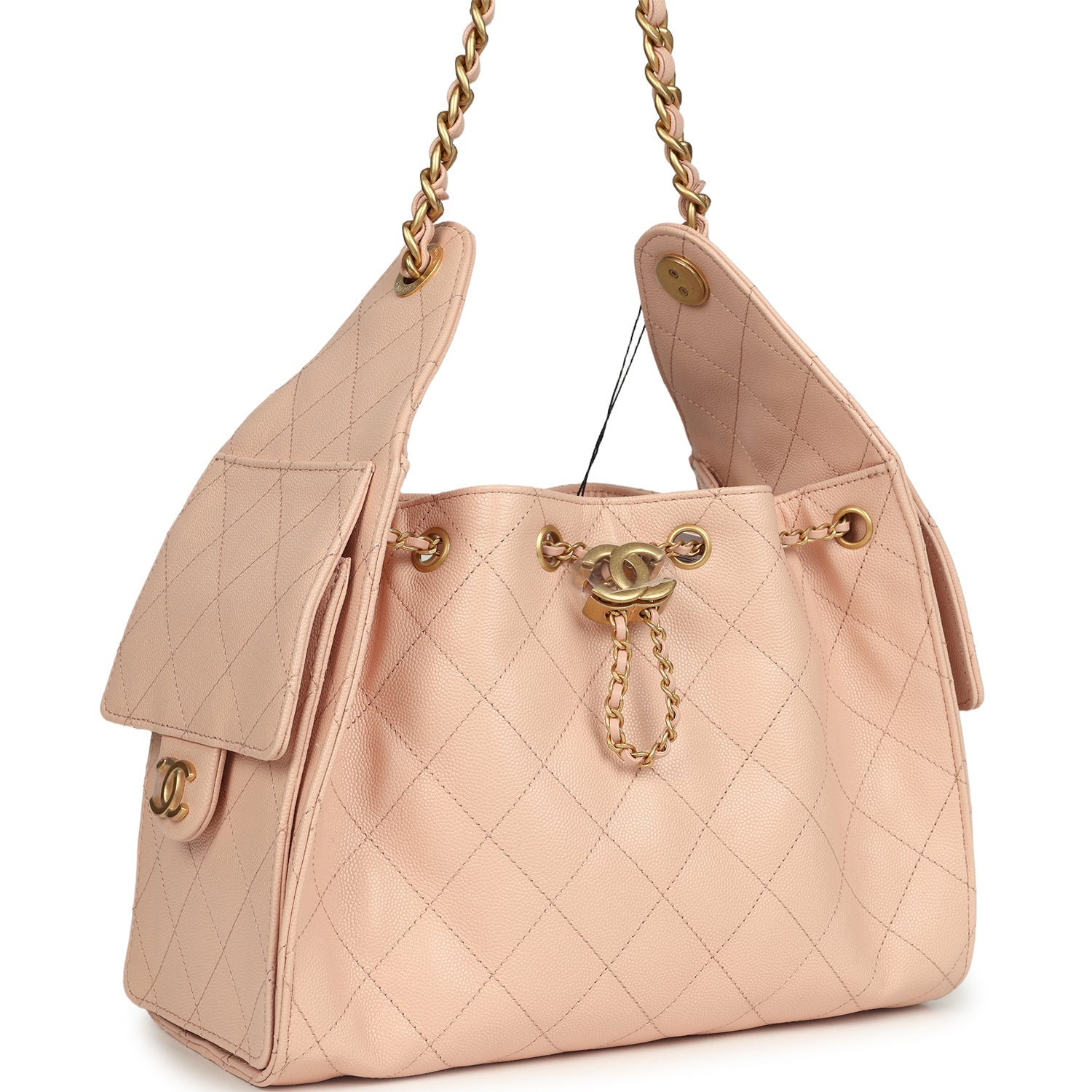 Small 25 Hobo Bag Light Pink Caviar Antique Gold Hardware