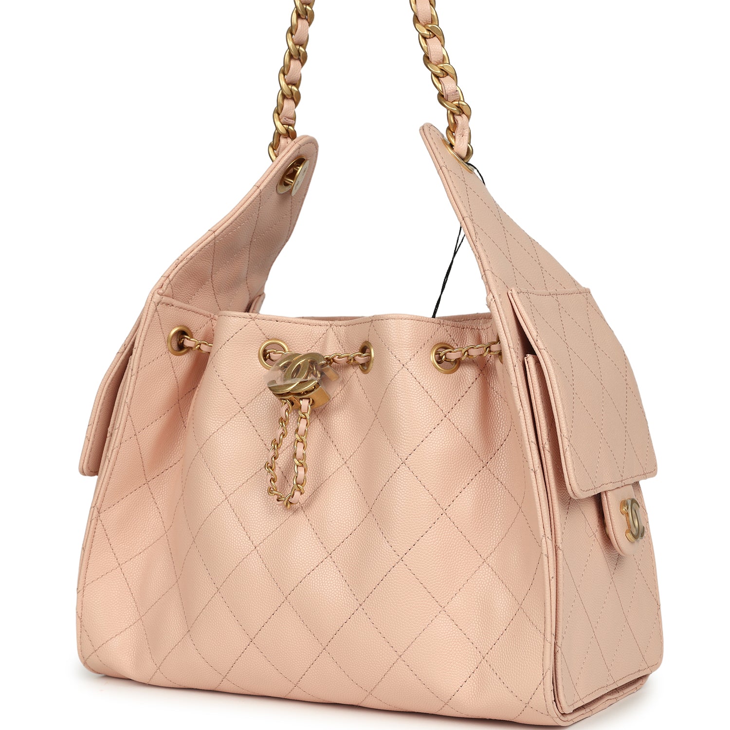 Small 25 Hobo Bag Light Pink Caviar Antique Gold Hardware