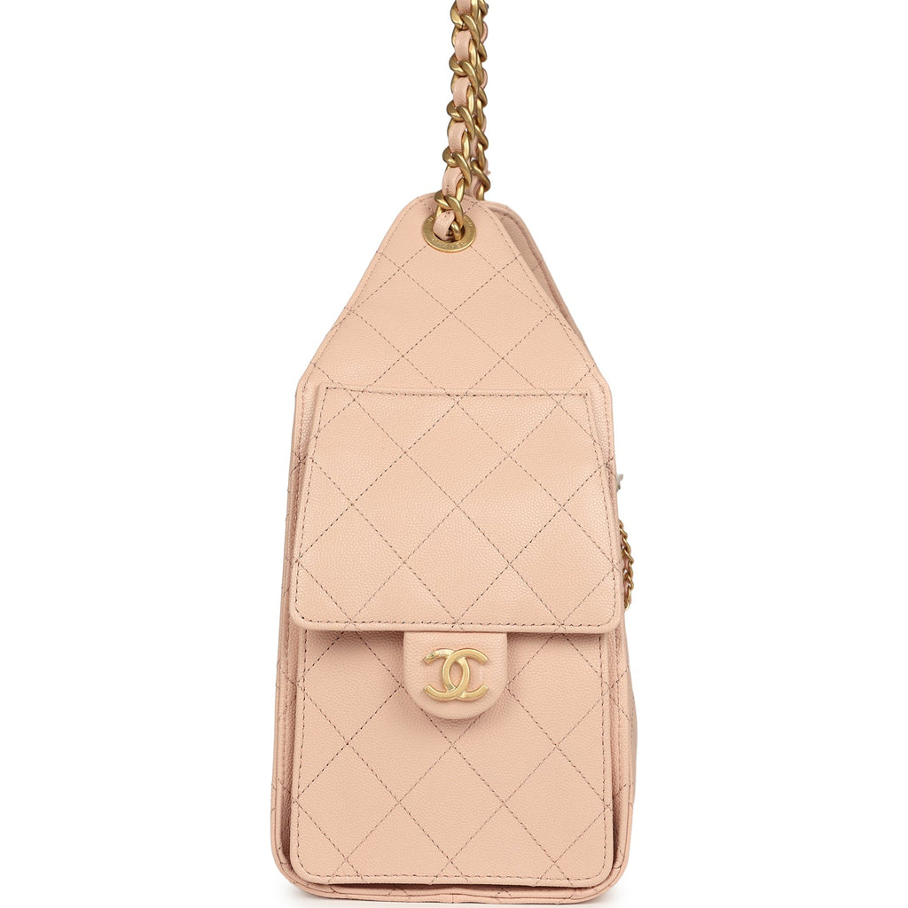 Small 25 Hobo Bag Light Pink Caviar Antique Gold Hardware