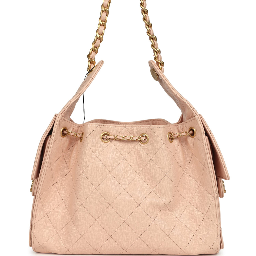 Small 25 Hobo Bag Light Pink Caviar Antique Gold Hardware