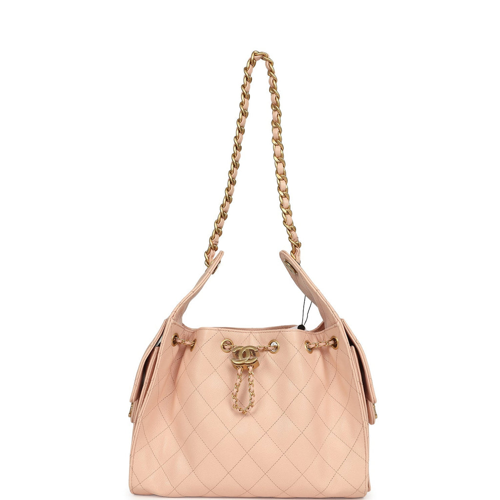 Small 25 Hobo Bag Light Pink Caviar Antique Gold Hardware