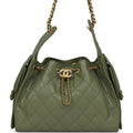 Small 25 Hobo Bag Green Caviar Antique Gold Hardware